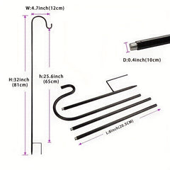 Adjustable Bird Feeder Pole w/ Detachable Hooks for Feeders, Plants & Lanterns