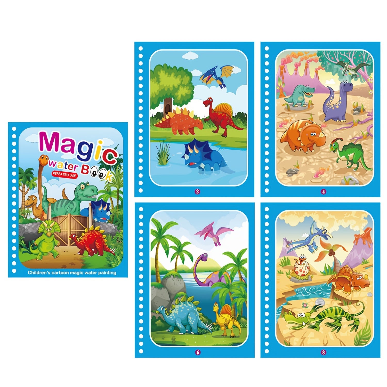 Water Coloring Book Paint With Water Cartoon Animal Dinosaur Vehicle Alphabet