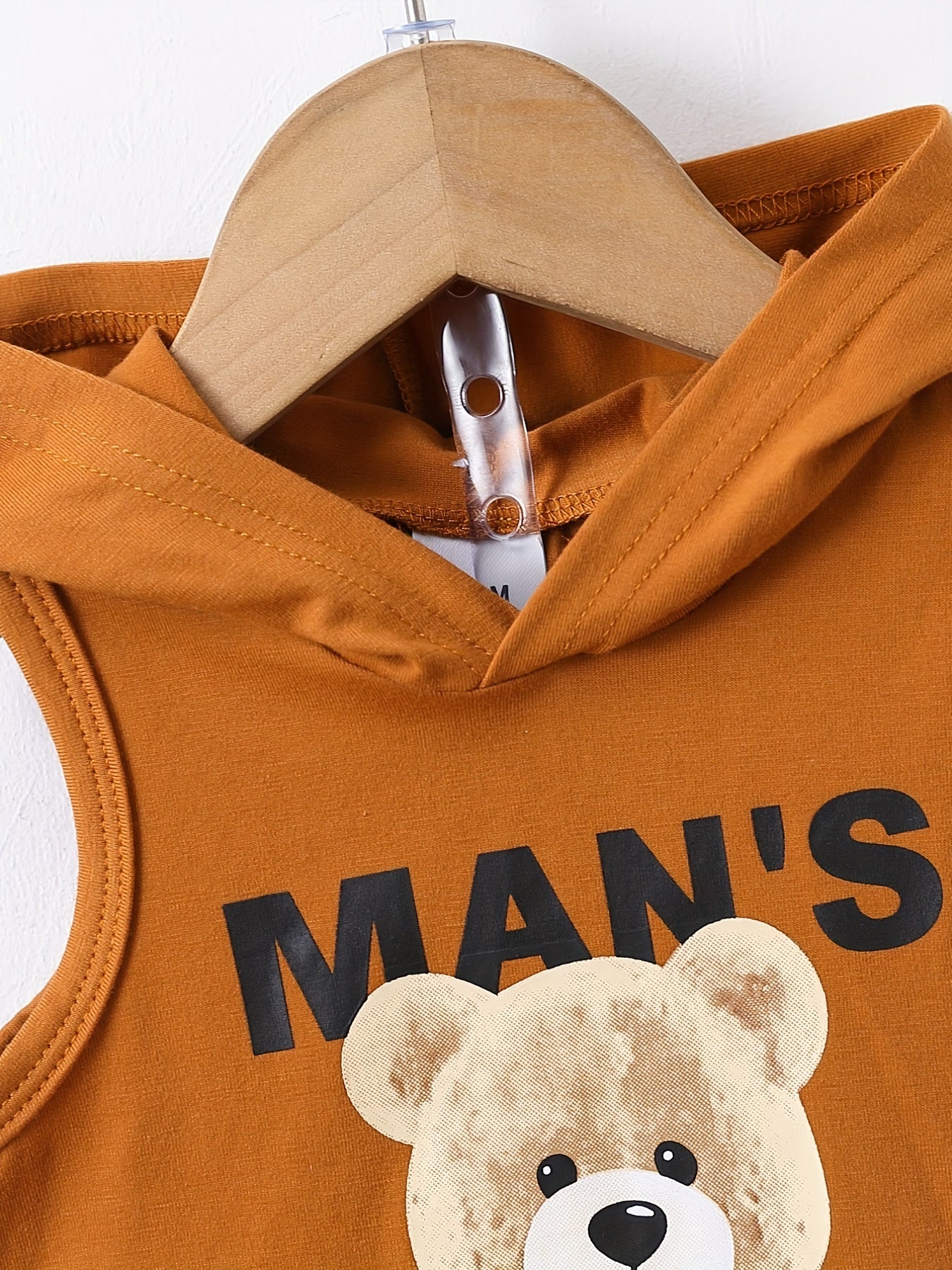 Baby Boys Friends Bear Hooded Tank Top & Shorts Set