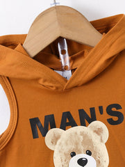 Baby Boys Friends Bear Hooded Tank Top & Shorts Set
