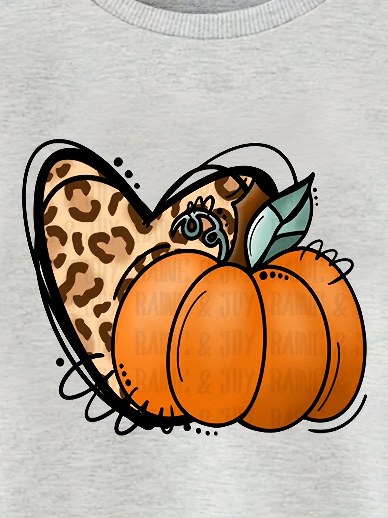 Leopard Heart Pumpkin Print Sweatshirt Top for Girls