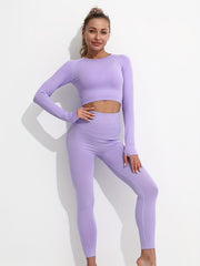 Yoga Set Crop Top & High Waist Leggings Women's Activewear