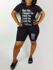 Slogan Print Crop Top & Shorts Set