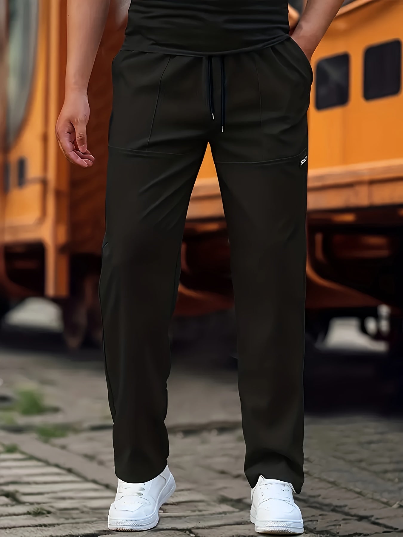 Men's Long Jogging Sports Pants, Breathable Drawstring