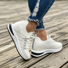 Women's Mesh Sneakers Lace Up Low Round Toe Heightening Breathable Shoes