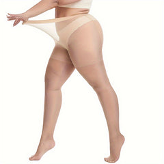 4 Pairs Plus Size Casual Pantyhose Set Women's Plus Semi Sheer Control Top