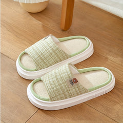 Women's Linen Slippers Platform Slide Sandals