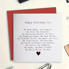 Mum Birthday Card Special Mum Poem Birthday Card