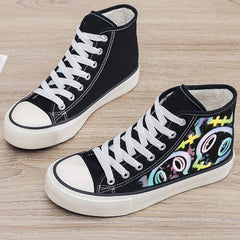 Cartoon Skull High Top Skate Shoes Warm Plush Lining Non Slip Sneakers