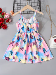 Toddler Girls Tie Dye Butterfly Graphic Cami Dress