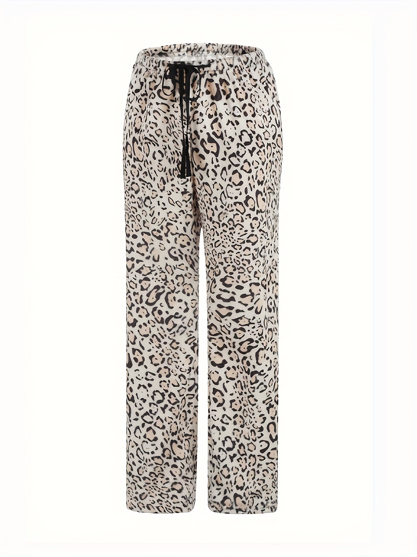 Leopard Print Elastic Waist Home Wear Pants