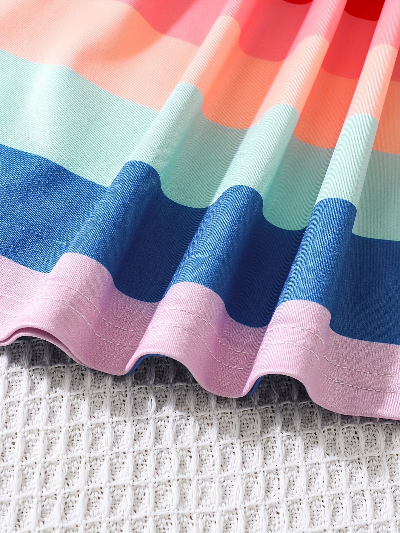 Kid Girls Rainbow Striped Princess Party Dress