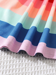Kid Girls Rainbow Striped Princess Party Dress