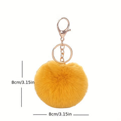 Pom Pom Charm Keychain Faux Rabbit Fur Fluffy Key Ring Bag Accessory Car Pendant