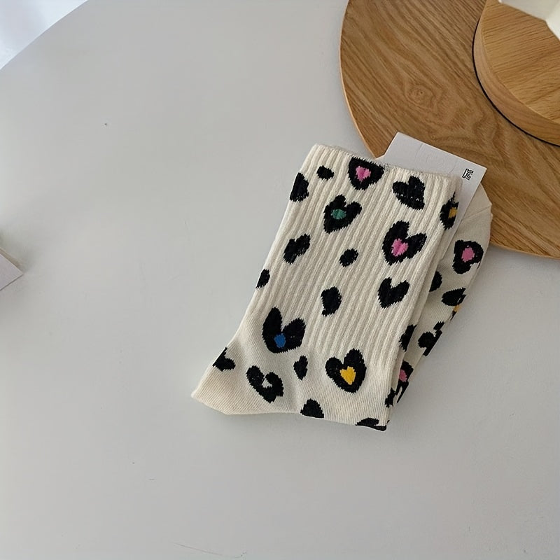 3 Pairs Colorful Leopard Socks Women's Stockings & Hosiery