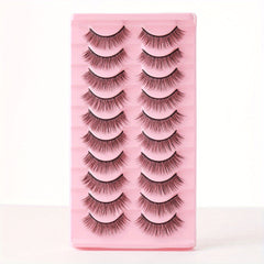10 Pairs False Eyelashes Thick Curling Slender Lashes Natural Cross