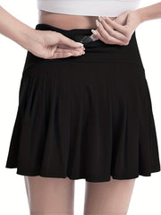 High Waist Skort With Pocket Outdoor Sports Solid Casual Skort