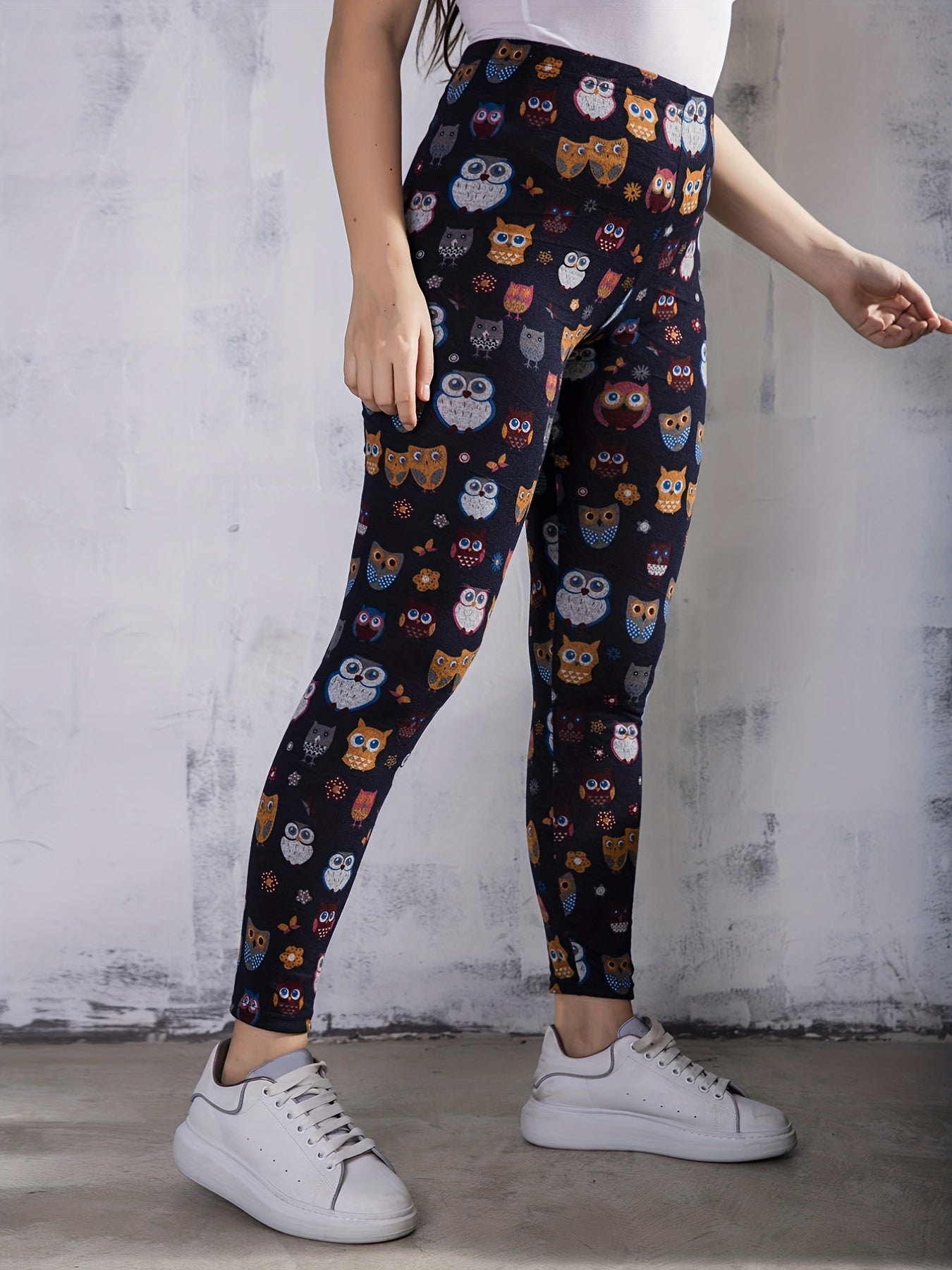 Owl Print High Rise Leggings