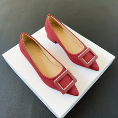 Metallic Decor Flat Shoes Slip On Point Toe Shallow Mouth Solid Soft Shoes