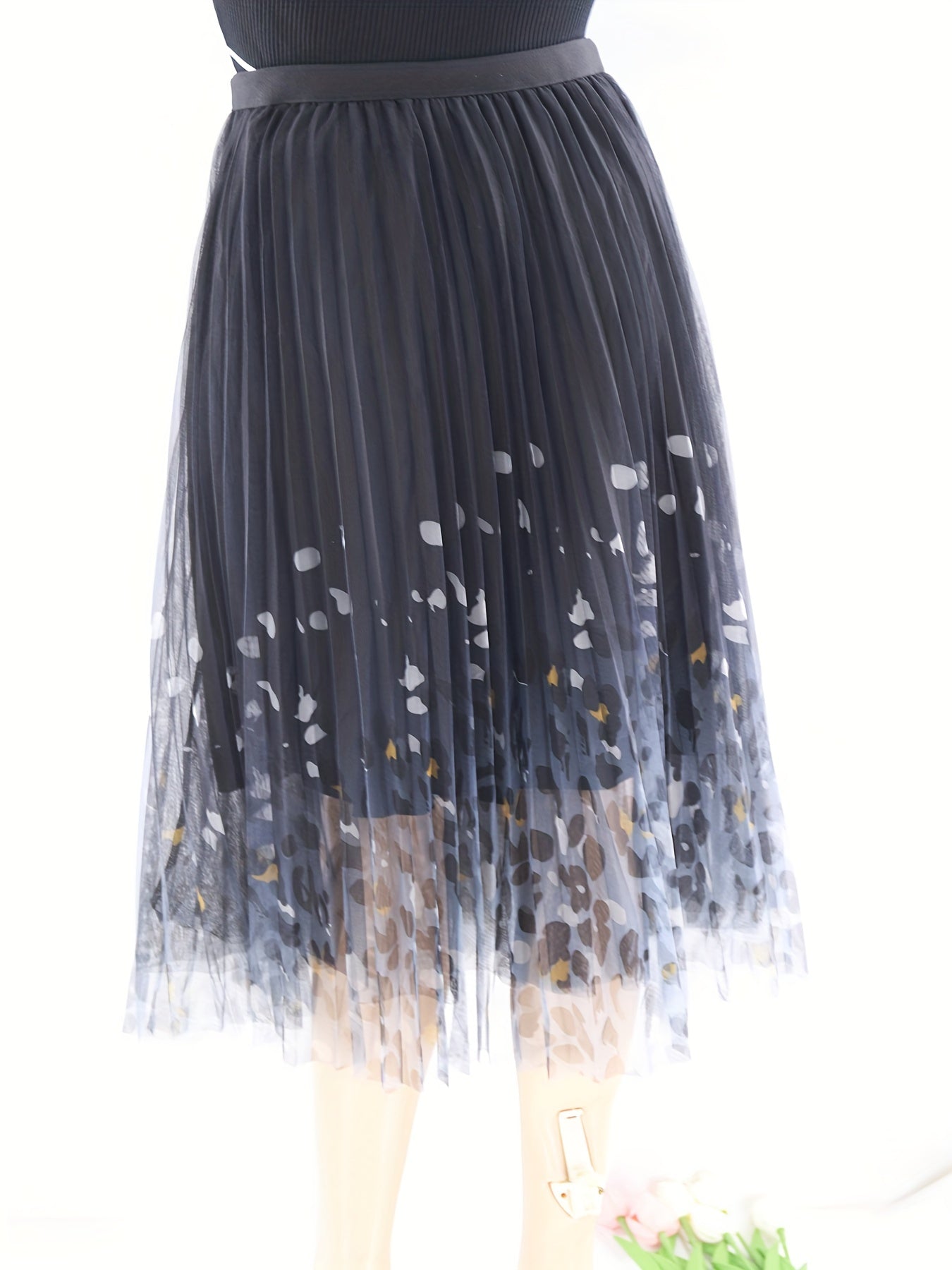 Leopard Mesh Skirt Maxi Casual Versatile Women's Clothing