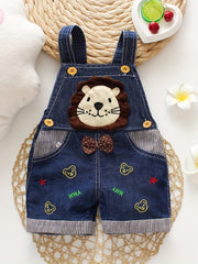 Lion Print Denim Overalls for Boys & Girls