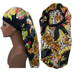 Silk Long Hair Wrap Printed Bonnet Sleep Cap