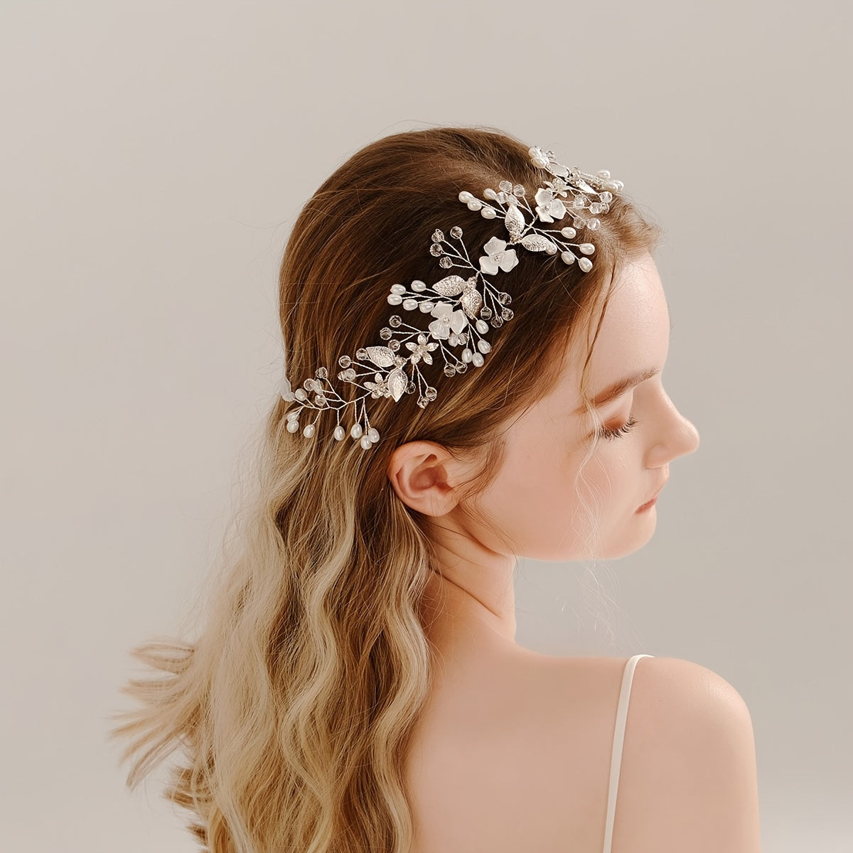 Crystal Bridal Headband Faux Pearl Hair Accessories For Women