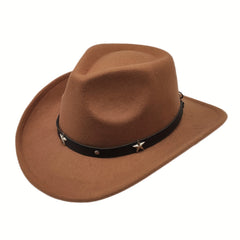 Western Cowboy Hat Felt Wide Brim Fedora Hat Cosplay Costume