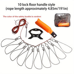 Stainless Steel Fish Stringer with 10 Clips for Easy Fish Transport