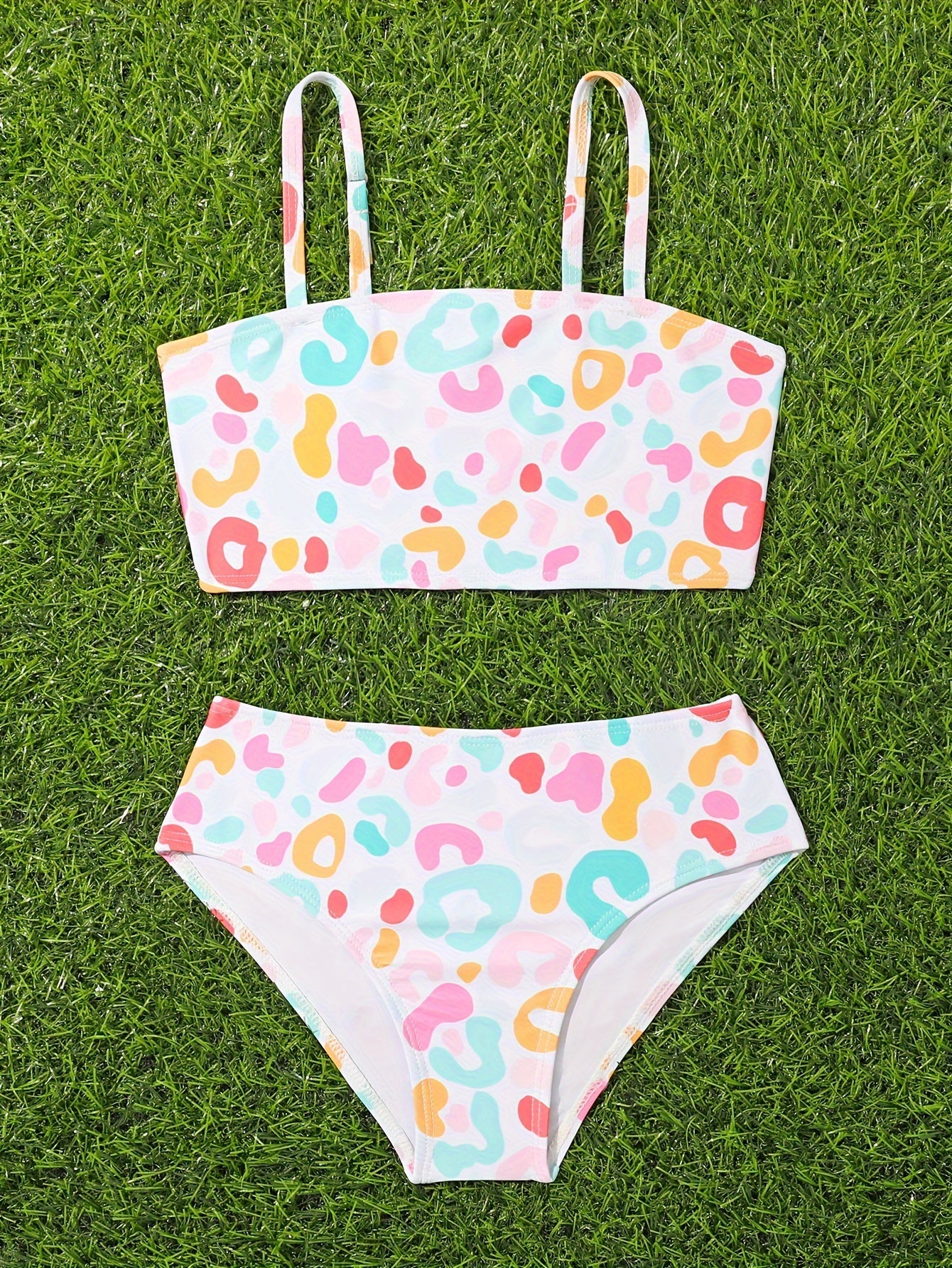 Leopard Print 2pcs Swimsuit Girls Summer Clothes Beach Vacation 4 7y