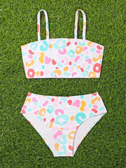 Leopard Print 2pcs Swimsuit Girls Summer Clothes Beach Vacation 4 7y
