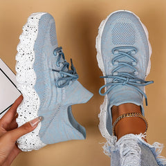 Women's Knitted Running Shoes Breathable Walking Shoes