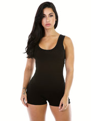 Scoop Neck Slim Romper Jumpsuit Sleeveless Casual Outfit