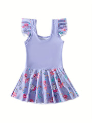 Casual Cartoon Print Girl Swimsuit Kids Clothes For Summer