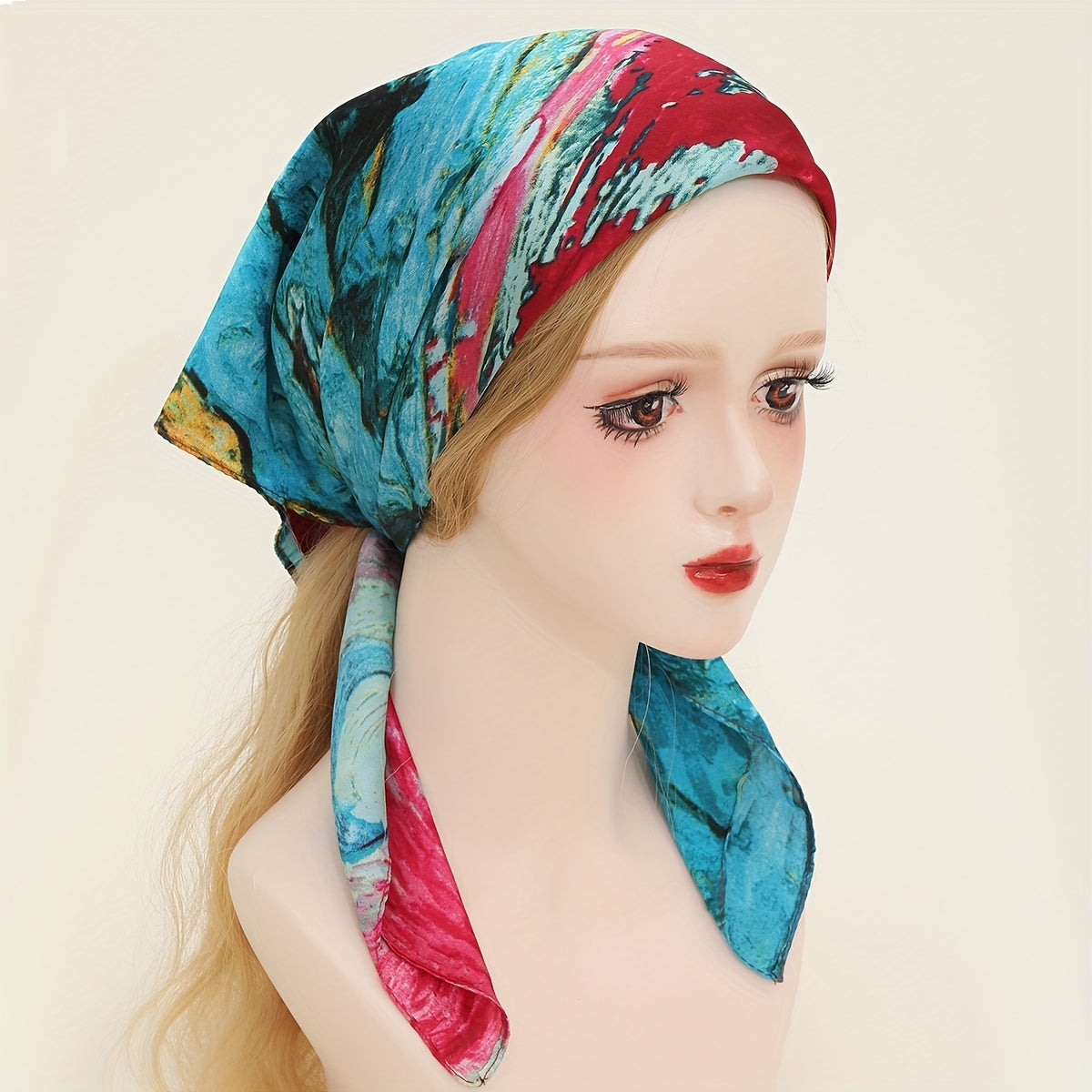 Starry Sky Bandana Red & Oil Painting Shawl Square Scarf Neckerchief