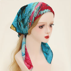 Starry Sky Bandana Red & Oil Painting Shawl Square Scarf Neckerchief