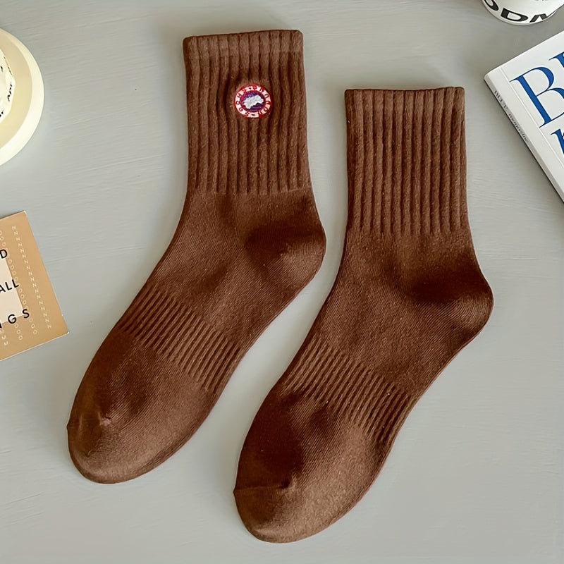 Men's Embroidered Cotton Socks for Outdoor Activities