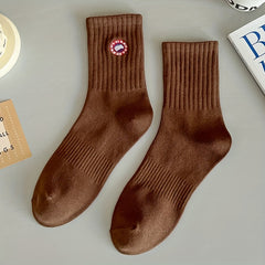 Men's Embroidered Cotton Socks for Outdoor Activities
