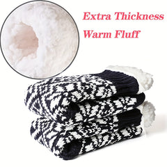 Snowflake Print Plush Socks Mid Tube Women's Stockings