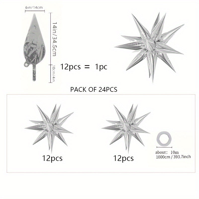 24pcs Water Drop Star Aluminum Balloon Halloween Christmas Party Decoration