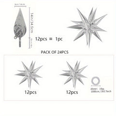 24pcs Water Drop Star Aluminum Balloon Halloween Christmas Party Decoration