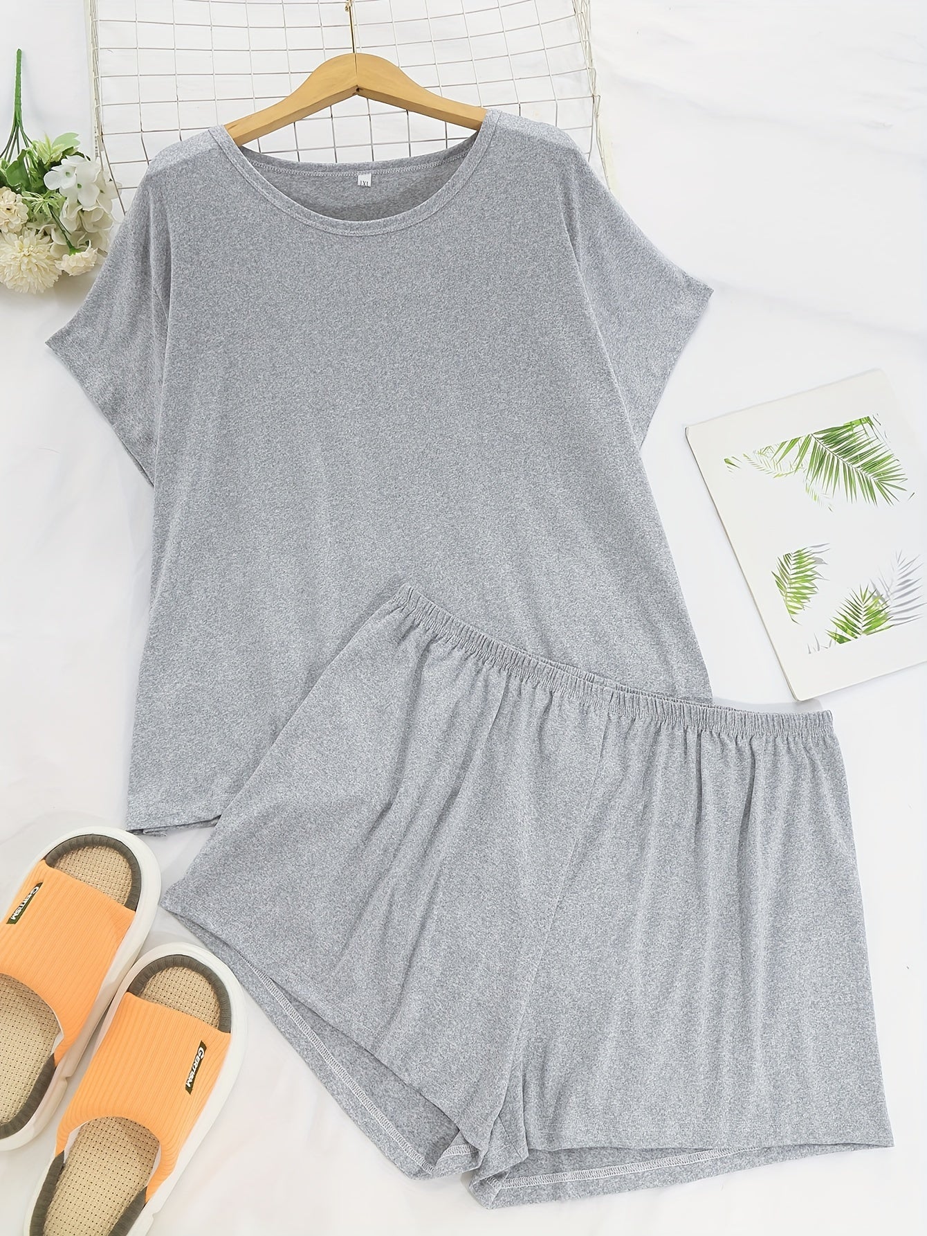 Women's Plus Size Pajama Set - Short Sleeve Tee & Shorts