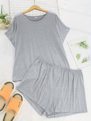 Women's Plus Size Pajama Set - Short Sleeve Tee & Shorts