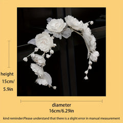 Bohemian Bridal Headband with Flowers Wedding Hair Accessory