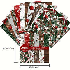 24pcs Christmas Scrapbooking Paper Pad Assorted Pattern Art Origami Cardstock