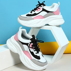 Faux Leather Chunky Sneakers Heighten Shoes