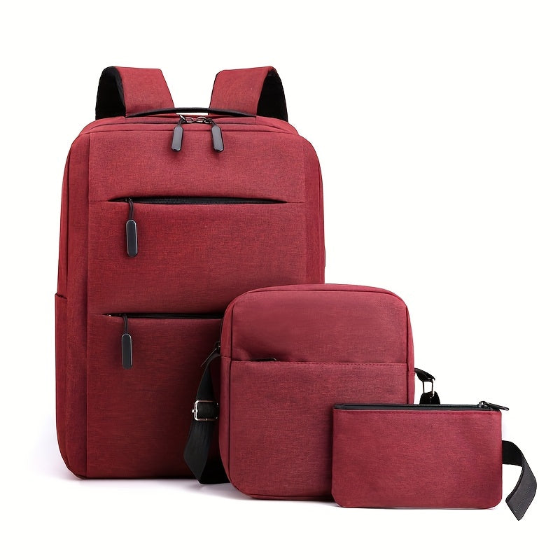 Business Laptop Backpack Canvas Travel Schoolbag with Crossbody Bag