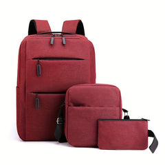 Business Laptop Backpack Canvas Travel Schoolbag with Crossbody Bag