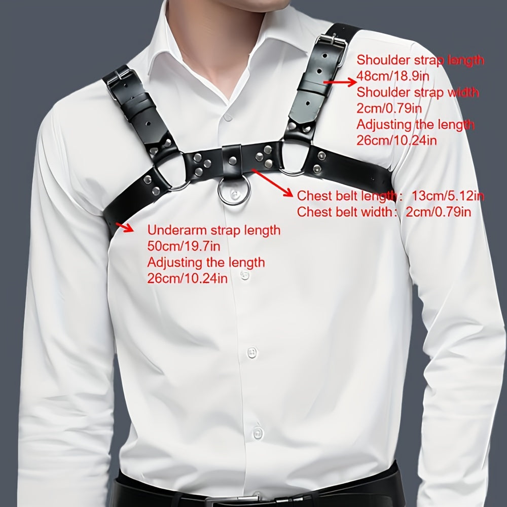 Men's Gothic Leather Suspenders for Stage Performance