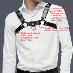 Men's Gothic Leather Suspenders for Stage Performance